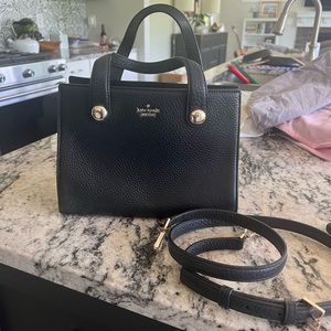 KATE SPADE: Black Leather Medium Satchel Purse